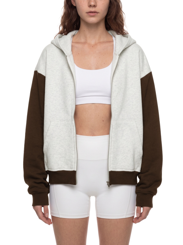 Unisex Color Block Fleece Full Zip Hoodie