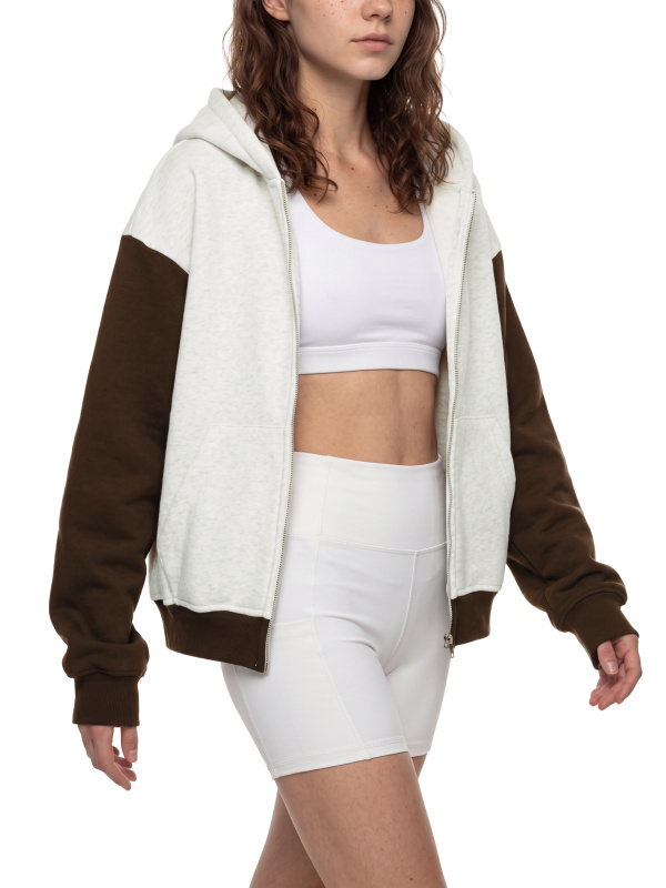 Unisex Color Block Fleece Full Zip Hoodie