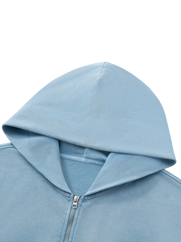 Unisex Mineral Wash Boxy Full Zip Hoodie