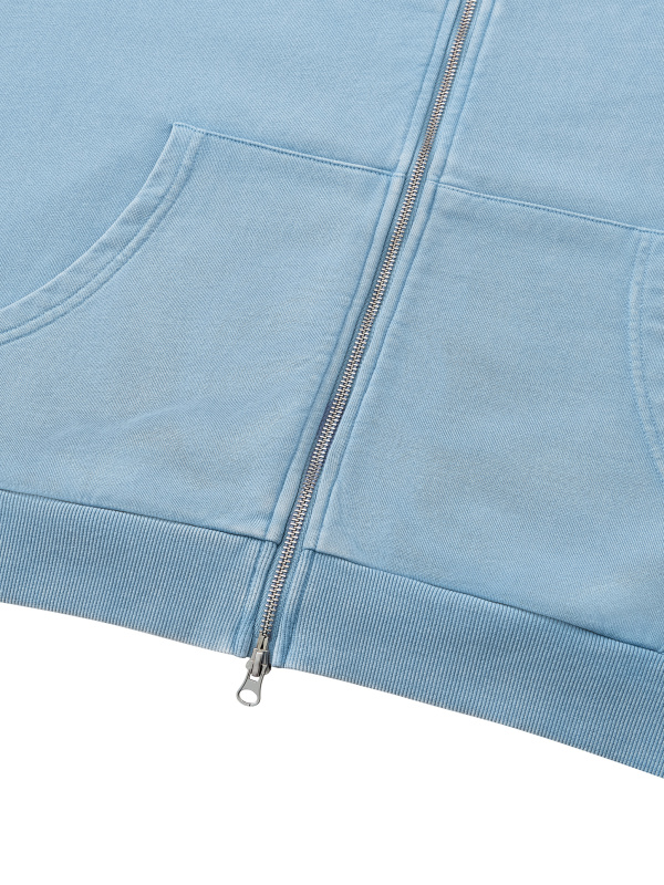 Unisex Mineral Wash Boxy Full Zip Hoodie