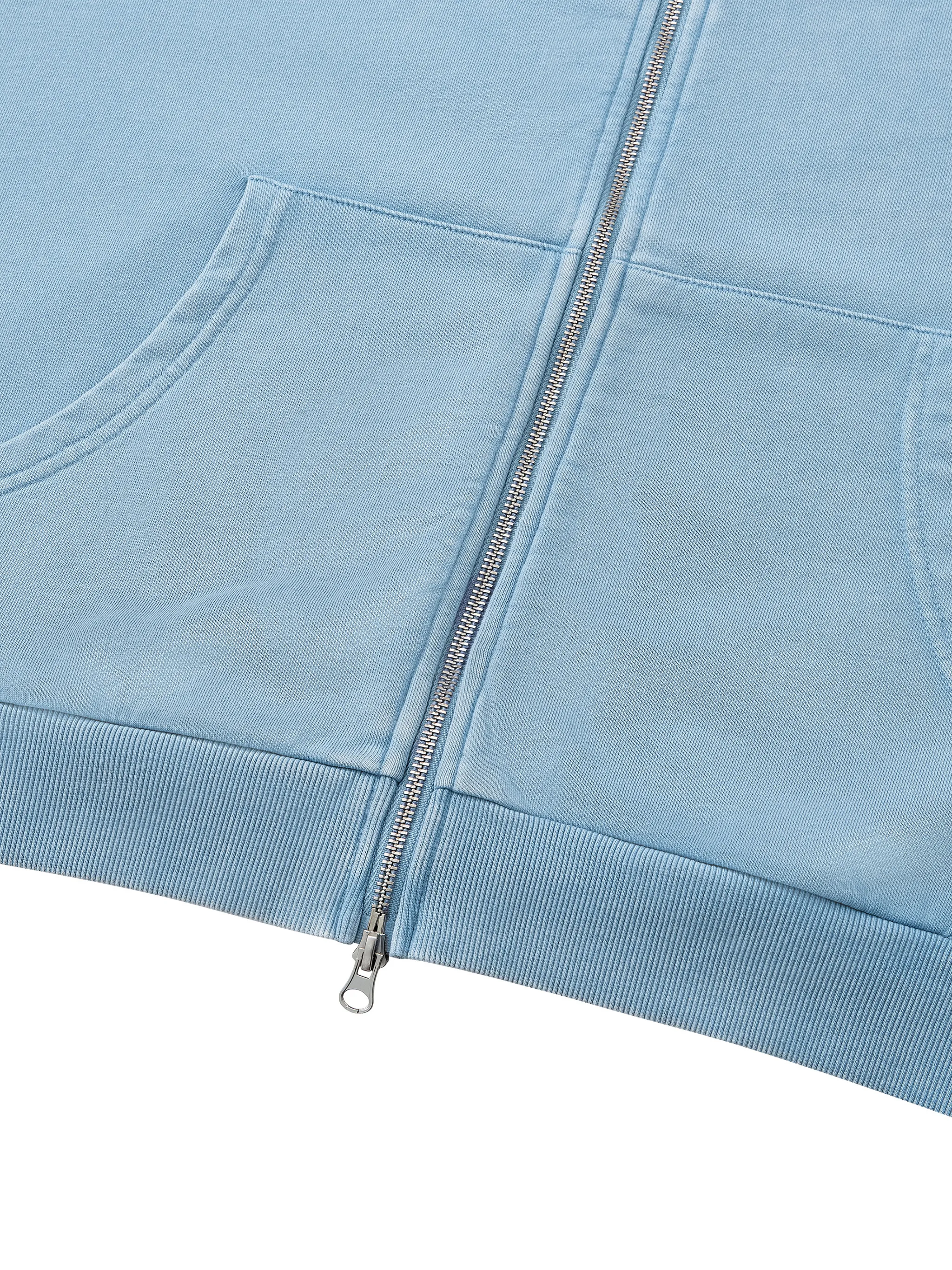 Unisex Mineral Wash Boxy Full Zip Hoodie