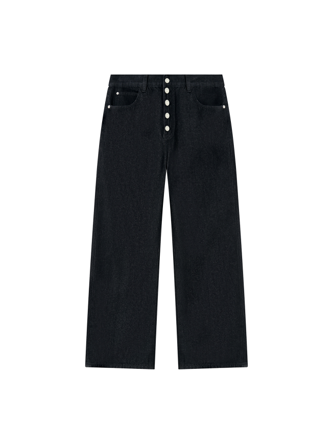 Men's Vintage Wash Wide Leg Denim Jeans