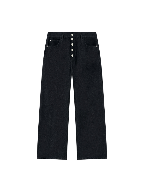 Men's Vintage Wash Wide Leg Denim Jeans