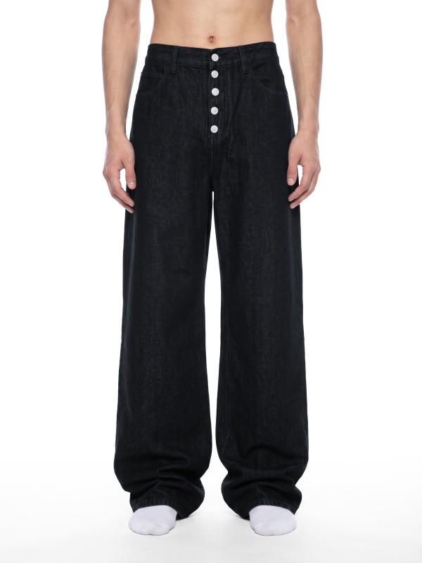 Men's Vintage Wash Wide Leg Denim Jeans