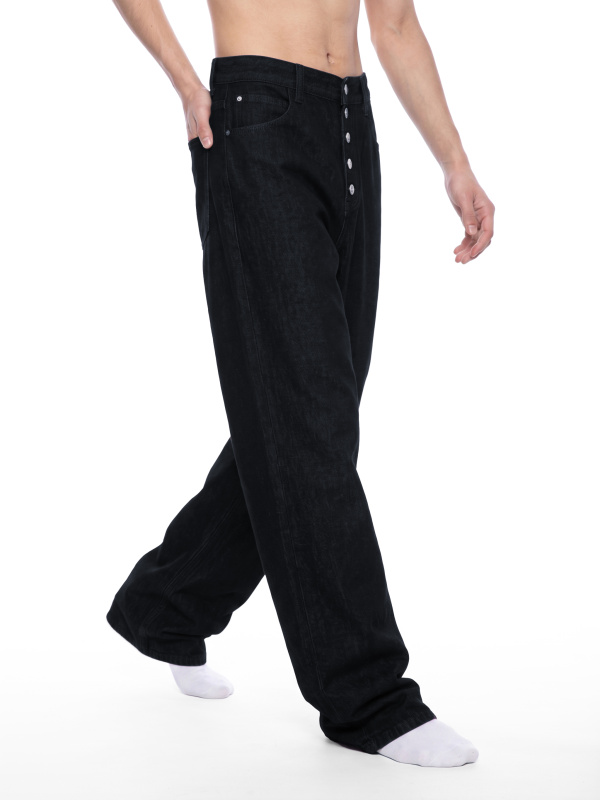 Men's Vintage Wash Wide Leg Denim Jeans