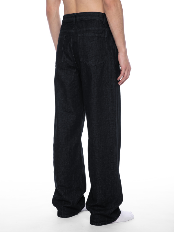 Men's Vintage Wash Wide Leg Denim Jeans