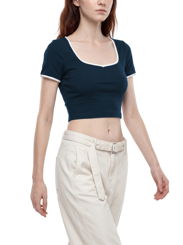 Women's Color Block Crop T-Shirt