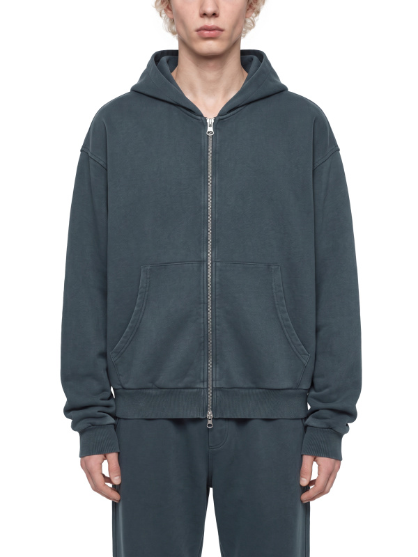Unisex Mineral Wash Boxy Full Zip Hoodie