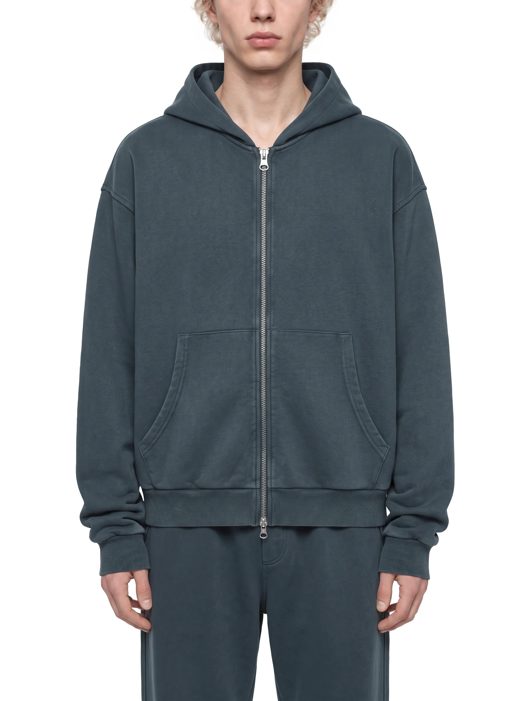 Unisex Mineral Wash Boxy Full Zip Hoodie