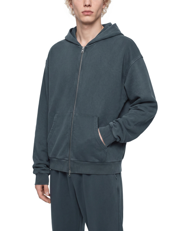 Unisex Mineral Wash Boxy Full Zip Hoodie