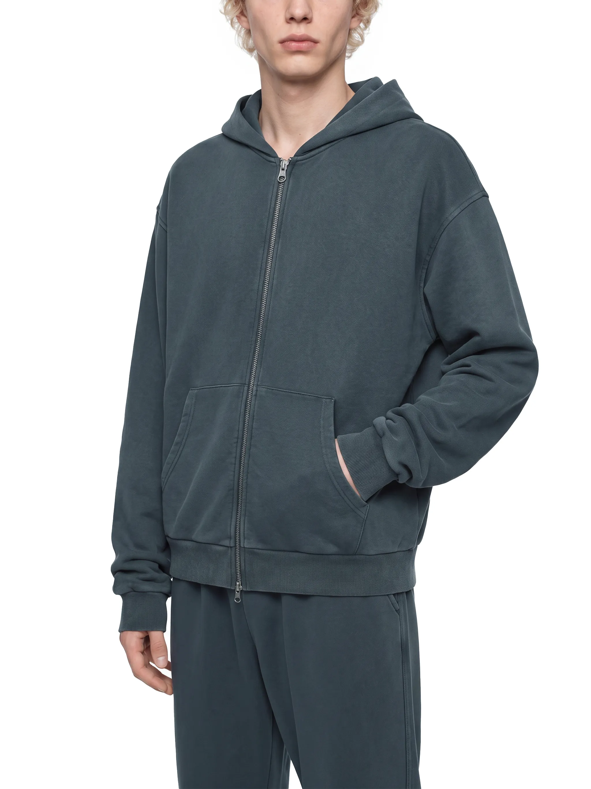 Unisex Mineral Wash Boxy Full Zip Hoodie