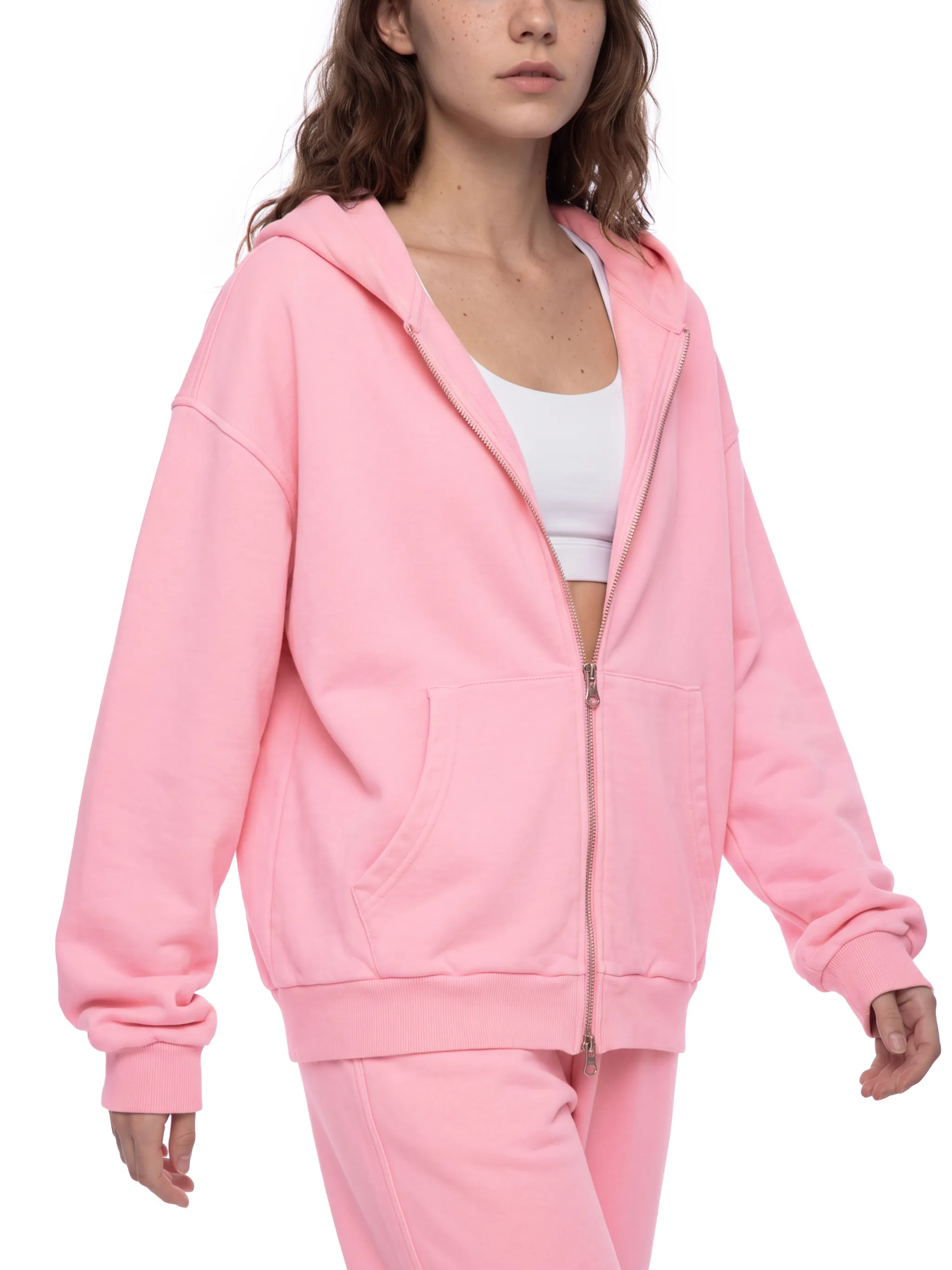 Unisex Mineral Wash Boxy Full Zip Hoodie