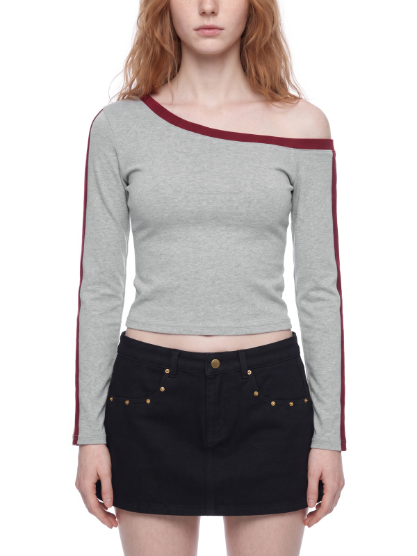 Women’s Color Block Off-the-Shoulder T-Shirt