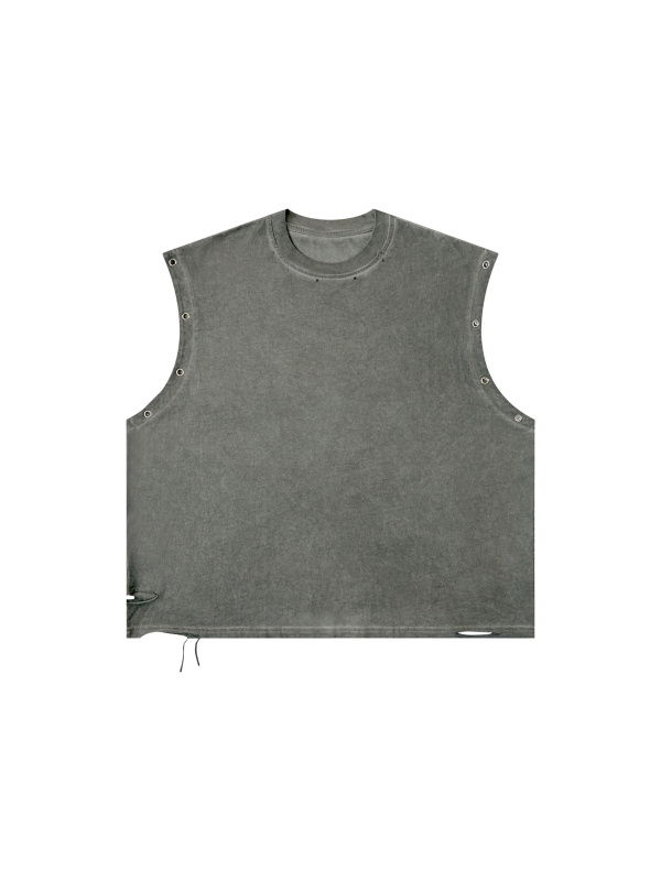 Distressed Grommet Eyelet Tank Top