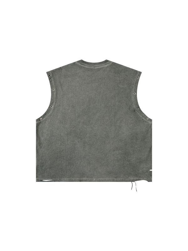 Distressed Grommet Eyelet Tank Top
