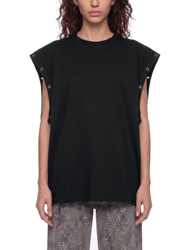 Distressed Grommet Eyelet Tank Top