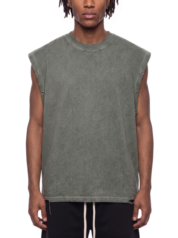 Distressed Grommet Eyelet Tank Top
