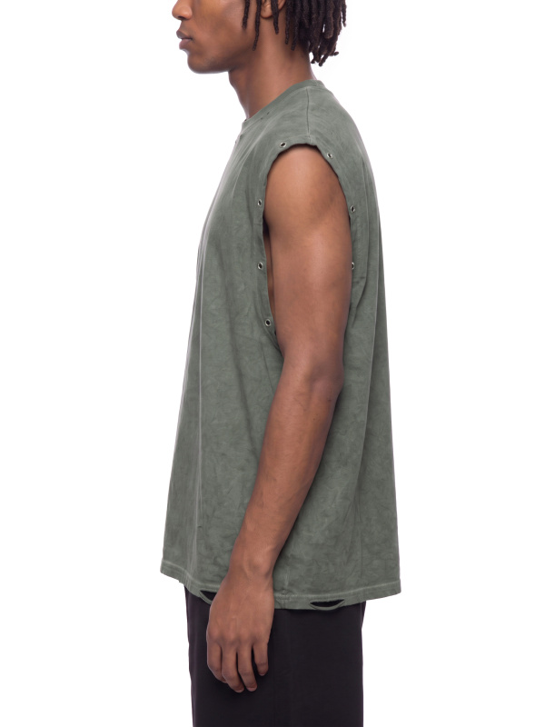 Distressed Grommet Eyelet Tank Top