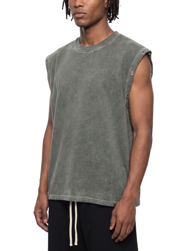 Distressed Grommet Eyelet Tank Top