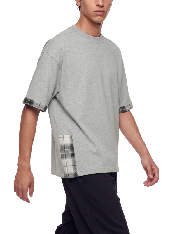 Unisex Plaid Paneled T-Shirt