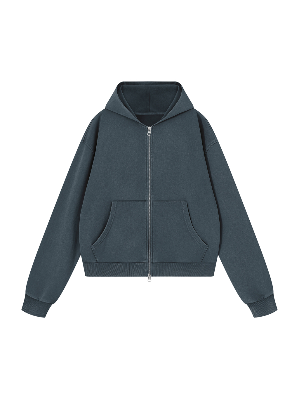 Unisex Mineral Wash Boxy Full Zip Hoodie - Main Image