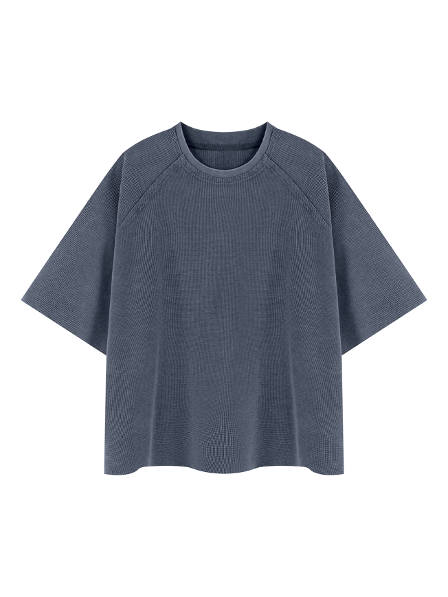 Unisex Mineral Wash Boxy Waffle T-Shirt
