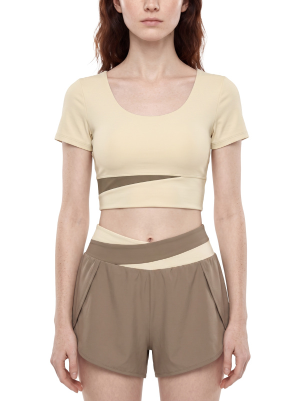 Women's Panelled Crop Yoga T-Shirt