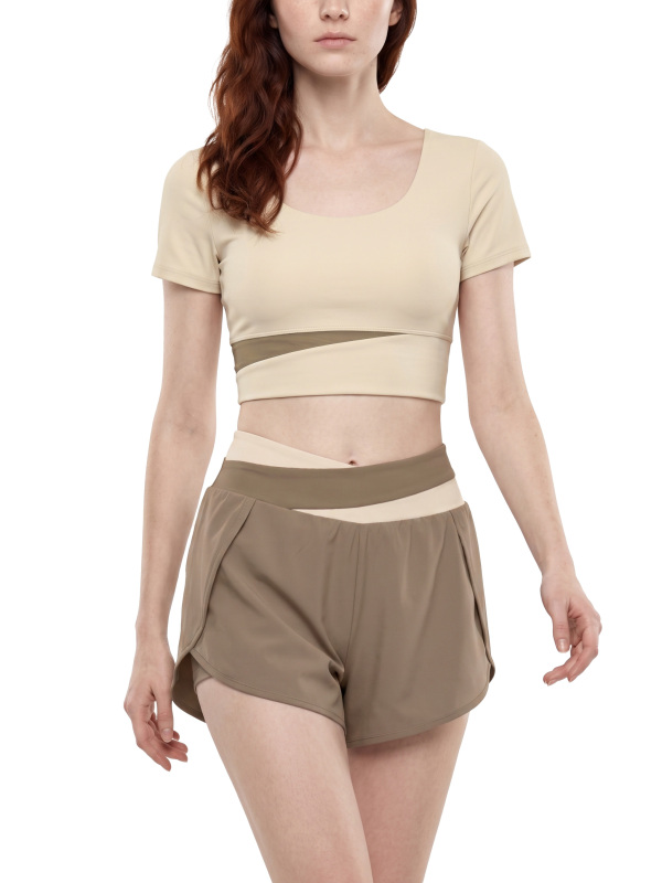 Women's Panelled Crop Yoga T-Shirt