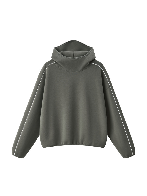 Unisex Boxy Piping Fleece Hoodie