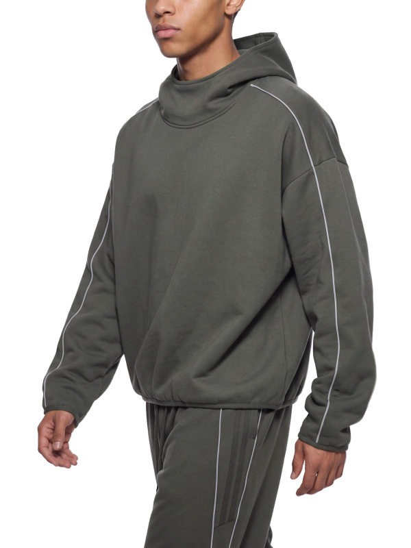 Unisex Boxy Piping Fleece Hoodie