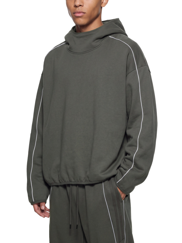 Unisex Boxy Piping Fleece Hoodie