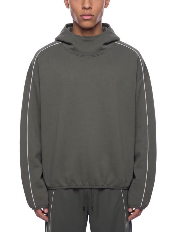 Unisex Boxy Piping Fleece Hoodie