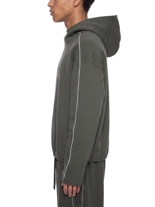 Unisex Boxy Piping Fleece Hoodie