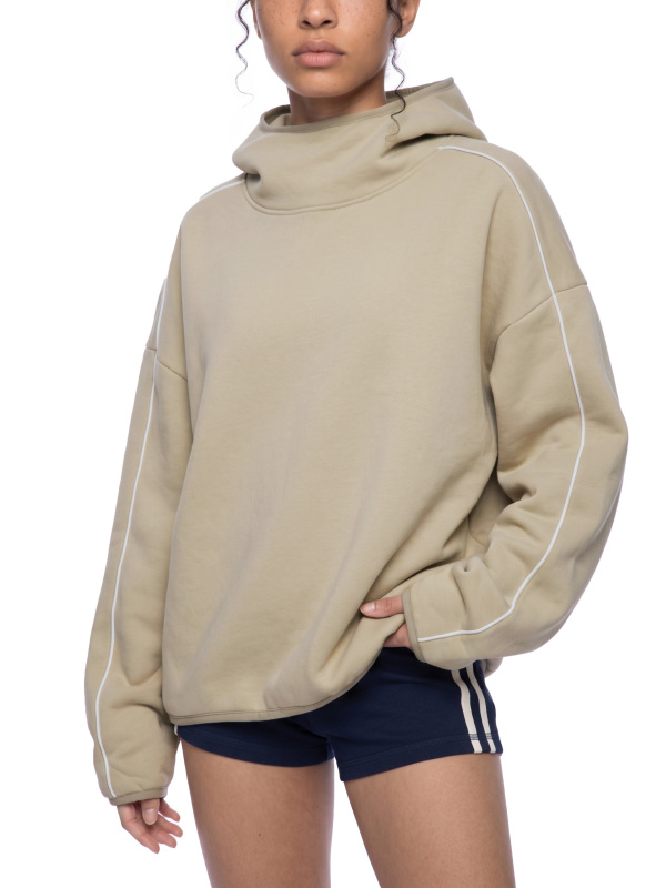 Unisex Boxy Piping Fleece Hoodie