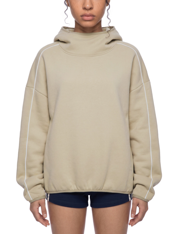 Unisex Boxy Piping Fleece Hoodie