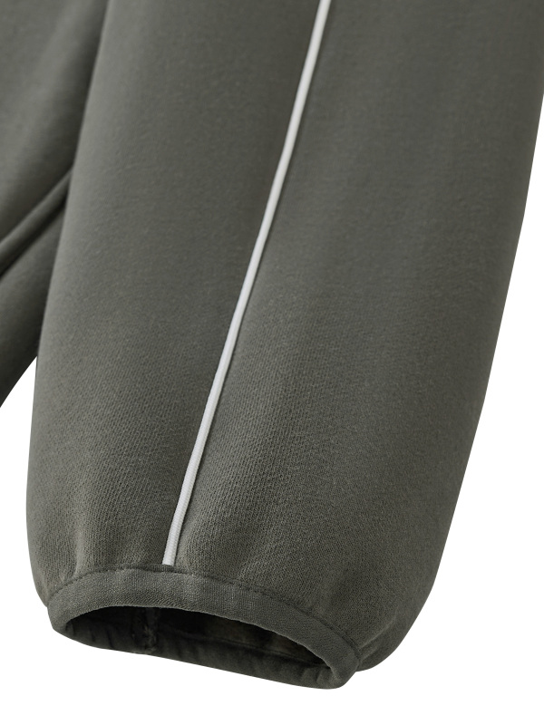 Unisex Boxy Piping Fleece Hoodie
