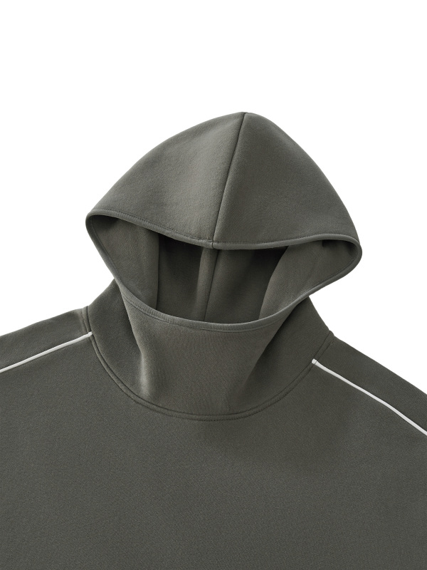 Unisex Boxy Piping Fleece Hoodie