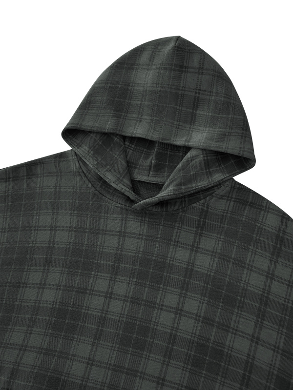 Unisex Plaid Color Block Hoodie