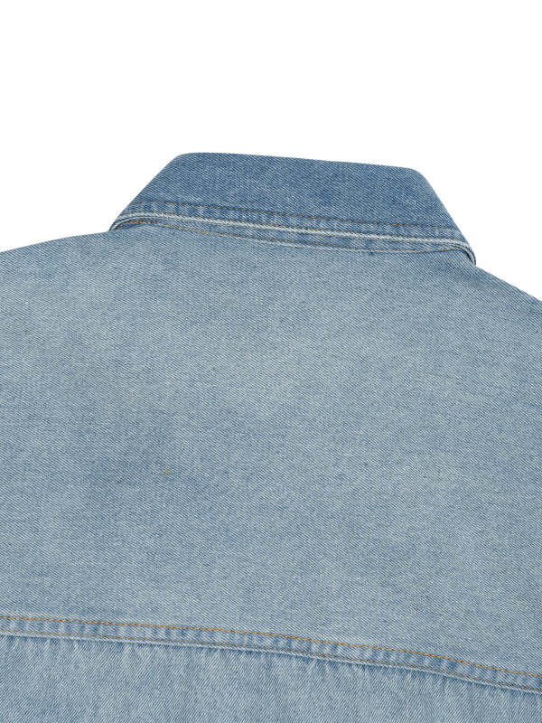 Unisex Vintage Wash Boxy Short Denim Shirt