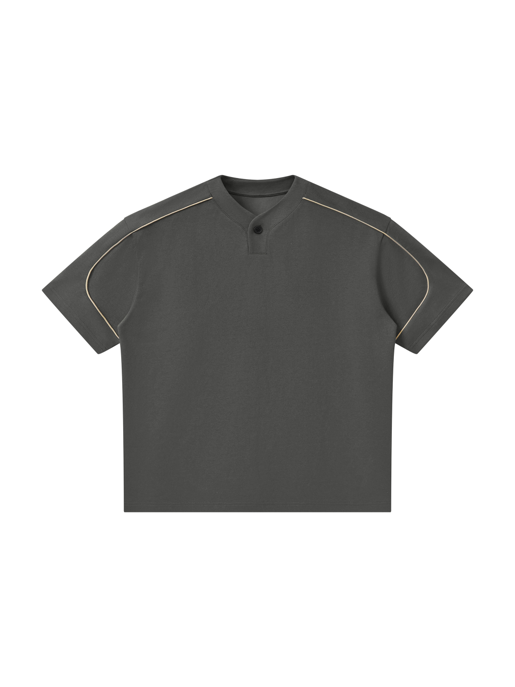 Unisex Oversized Piping Henley T-Shirt - Main Image