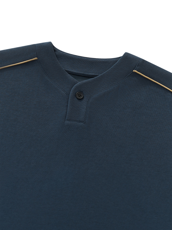 Unisex Oversized Piping Henley T-Shirt