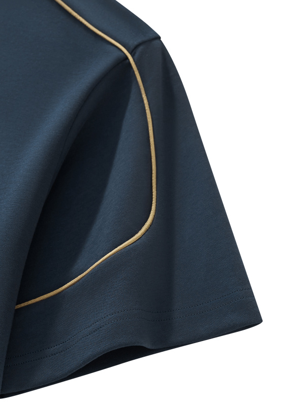 Unisex Oversized Piping Henley T-Shirt