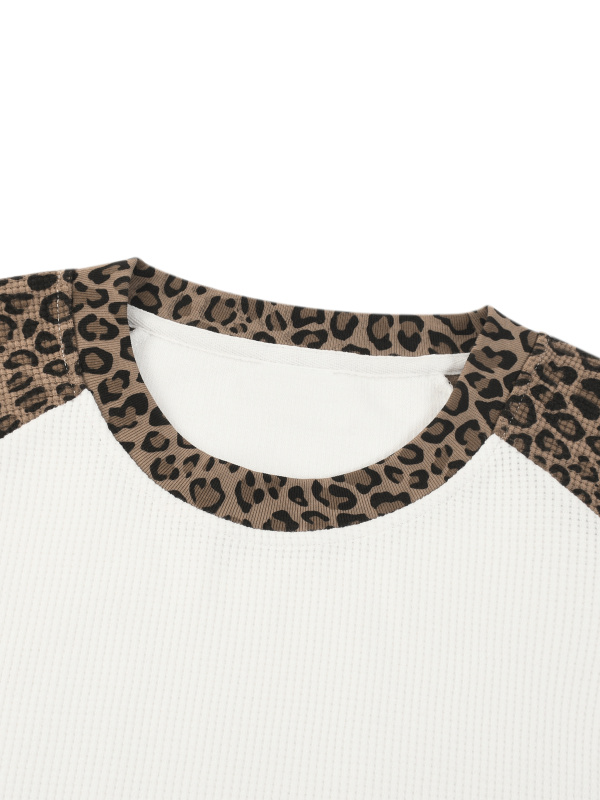 Unisex Leopard Panel Raglan Sleeve T-Shirt