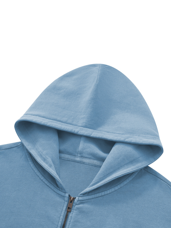 Unisex Vintage Wash Boxy Full Zip Hoodie