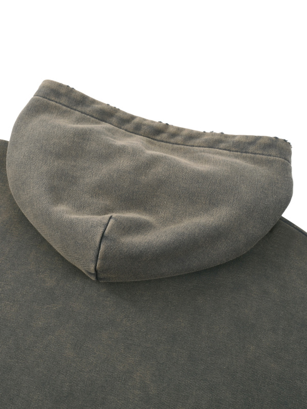 Vintage Washed Frayed-Hem Hoodie