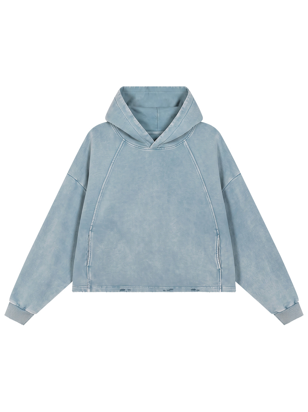 Vintage Washed Frayed-Hem Hoodie - Main Image