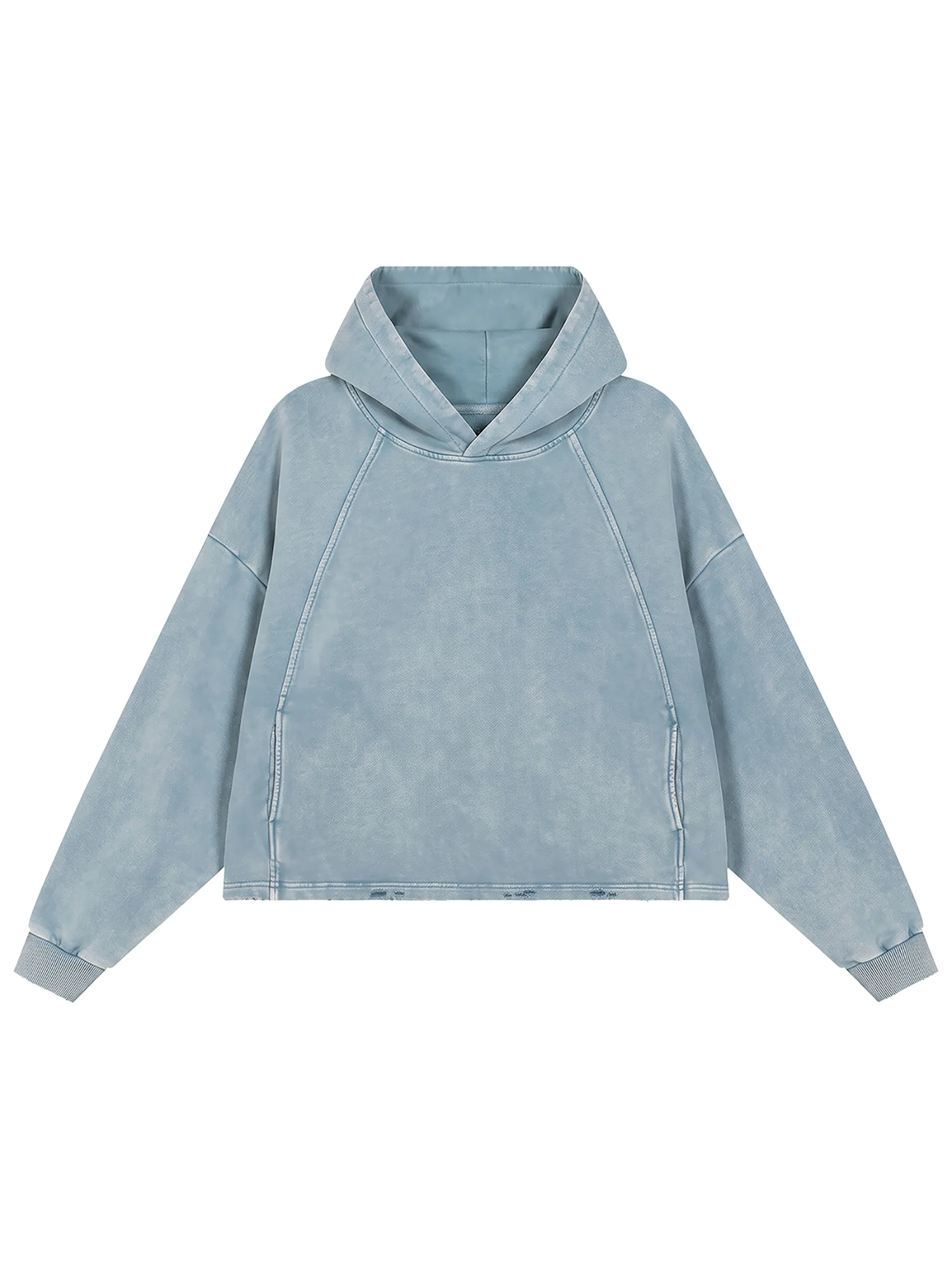 Vintage Washed Frayed-Hem Hoodie - Main Image