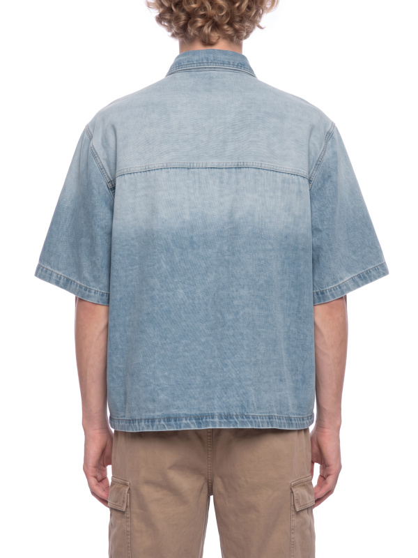 Unisex Vintage Wash Boxy Short Denim Shirt