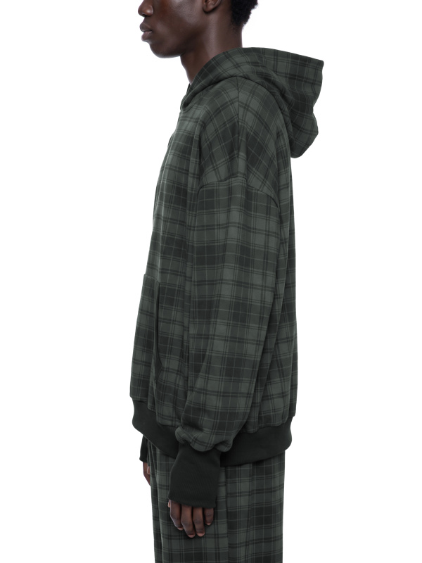 Unisex Plaid Color Block Hoodie