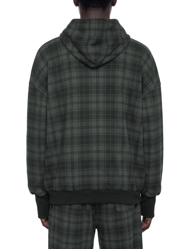 Unisex Plaid Color Block Hoodie